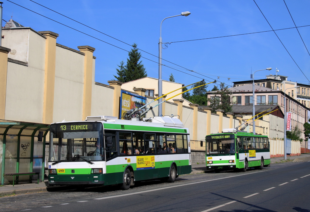Пльзень, Škoda 21TrACI № 480; Пльзень, Škoda 14TrM № 457