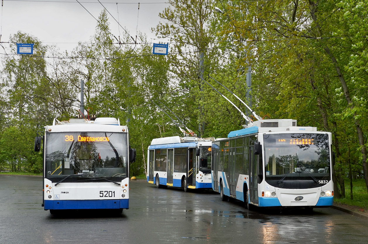 Санкт-Петербург, Тролза-5265.00 «Мегаполис» № 5201; Санкт-Петербург, ВМЗ-5298.01 «Авангард» № 6832; Санкт-Петербург — Конечные станции и разворотные кольца