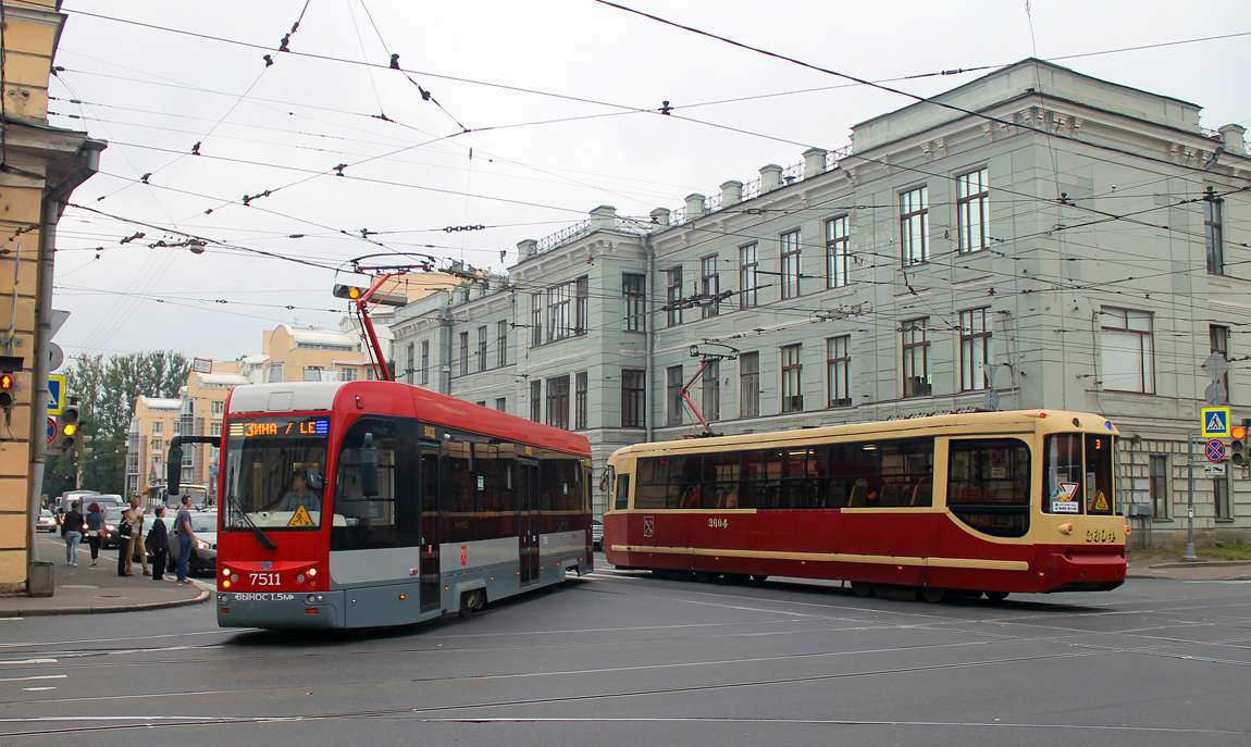 Санкт-Петербург, 71-301 № 7511; Санкт-Петербург, ЛМ-68М2 (мод. СПб ГЭТ) № 3604