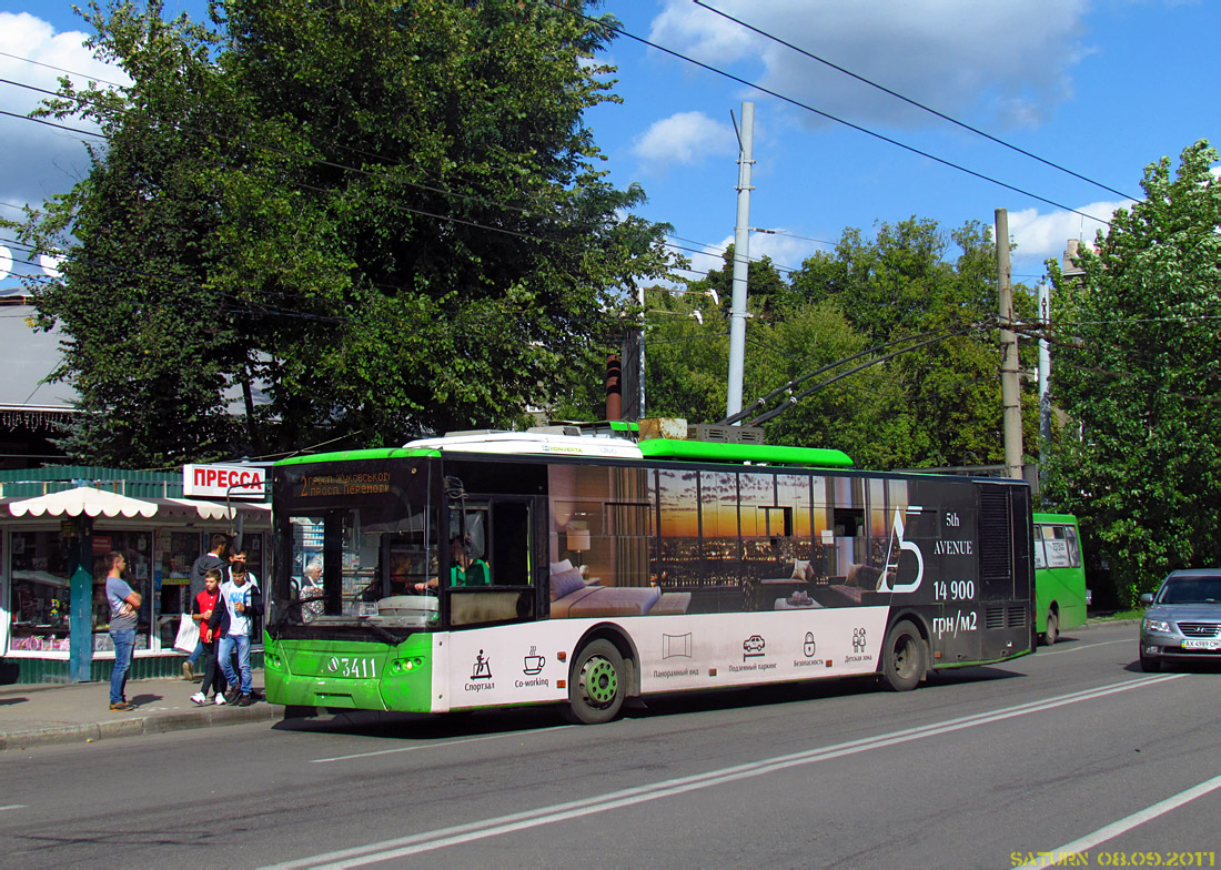 Харьков, ЛАЗ E183A1 № 3411