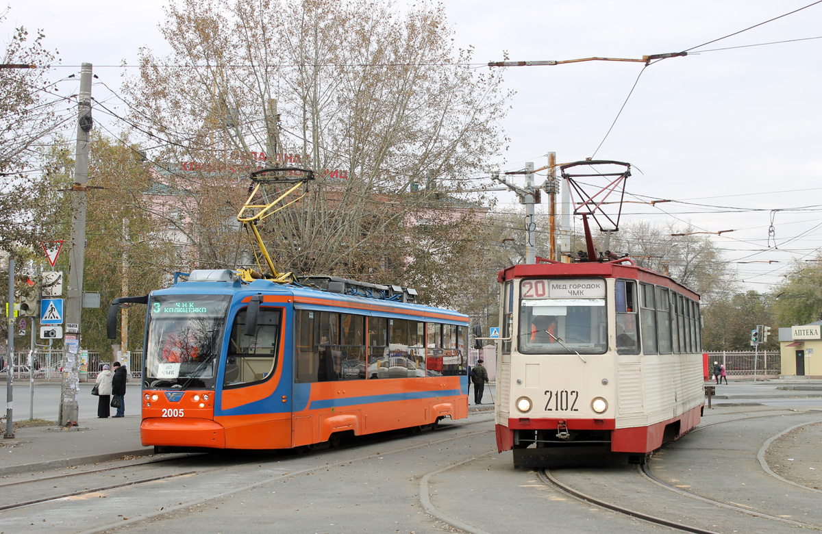 Челябинск, 71-623-02 № 2005; Челябинск, 71-605 (КТМ-5М3) № 2102