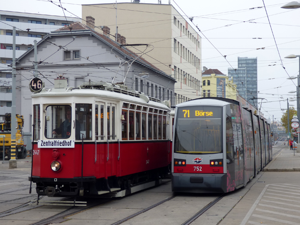 Вена, Simmering Type K № 2447; Вена, Siemens ULF-B1 № 752; Вена — 248. поездка VEF — 05.11.2017.