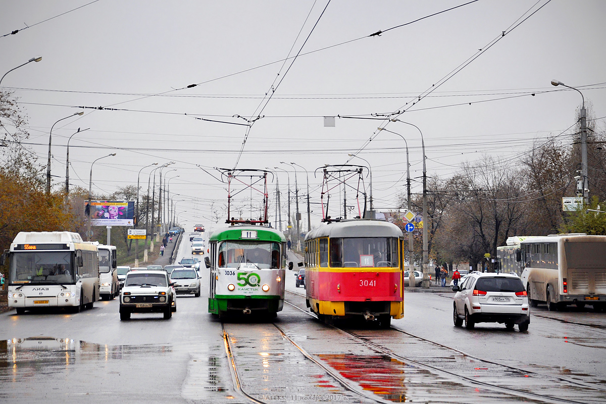 Волгоград, Tatra T3SU (двухдверная) № 3036; Волгоград, Tatra T3SU № 3041