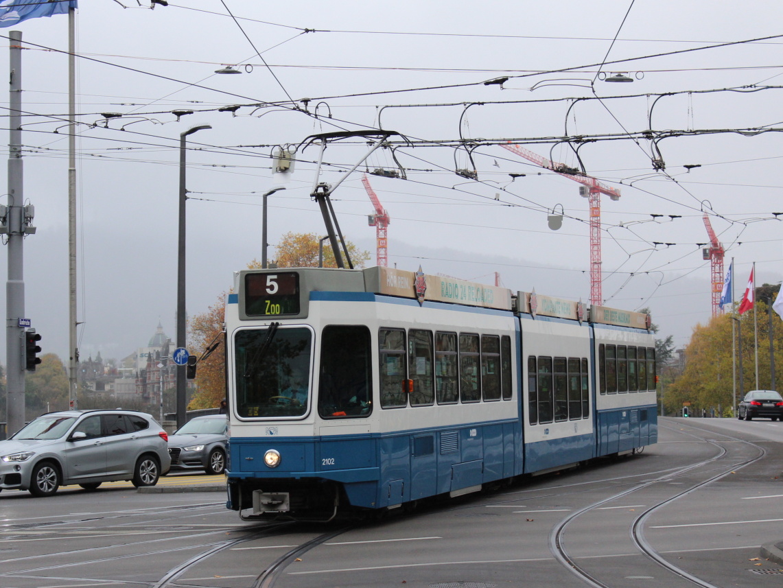 Zürich, SWP/SIG/ABB Be 4/8 "Tram 2000 Sänfte" — 2102