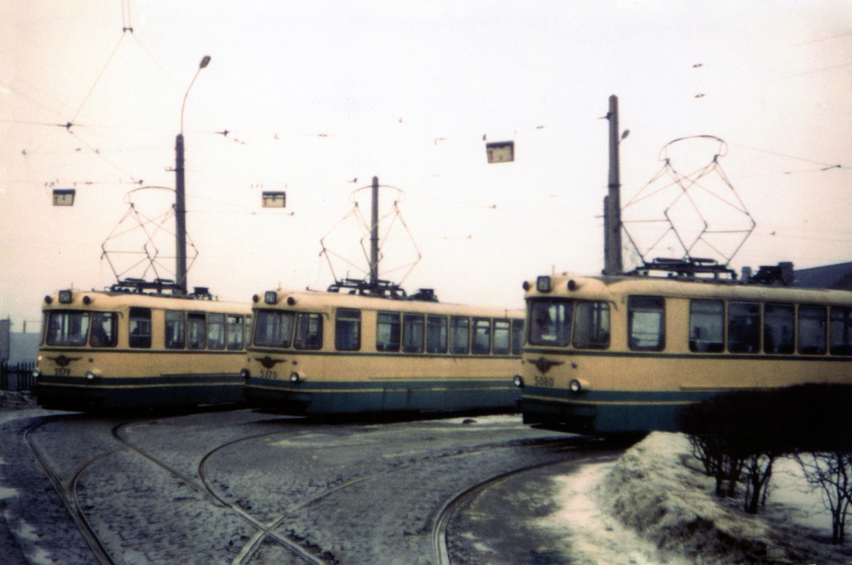 Санкт-Петербург, ЛМ-57 № 5579; Санкт-Петербург, ЛМ-57 № 5370; Санкт-Петербург, ЛМ-57 № 5080; Санкт-Петербург — Исторические фотографии трамвайных вагонов