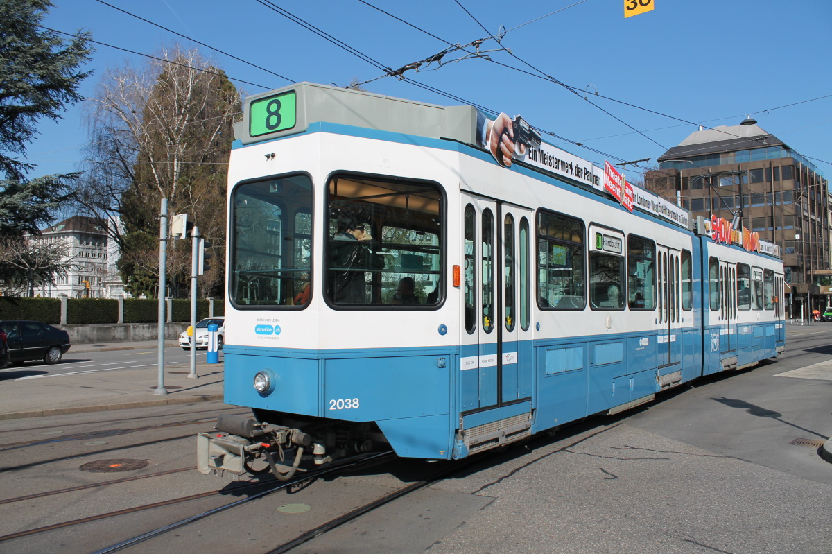 Zurich, SWS/SWP/BBC Be 4/6 "Tram 2000" Br. 2038
