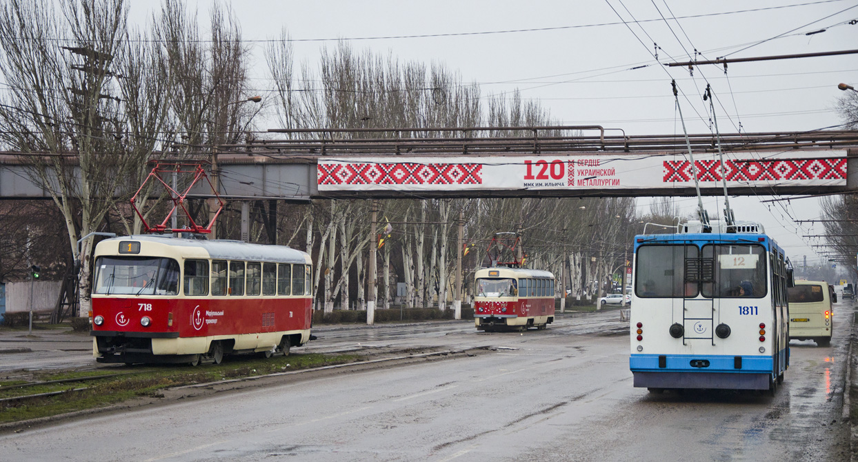Мариуполь, Tatra T3SUCS № 718; Мариуполь, YMZ T2 № 1811