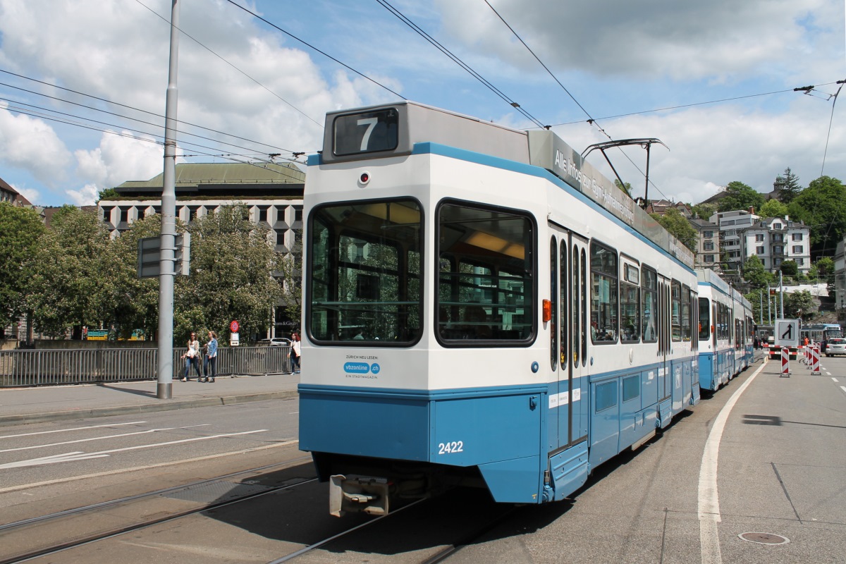 Zurich, SWP/SIG/ABB Be 2/4 "Tram 2000 Pony" Br. 2422