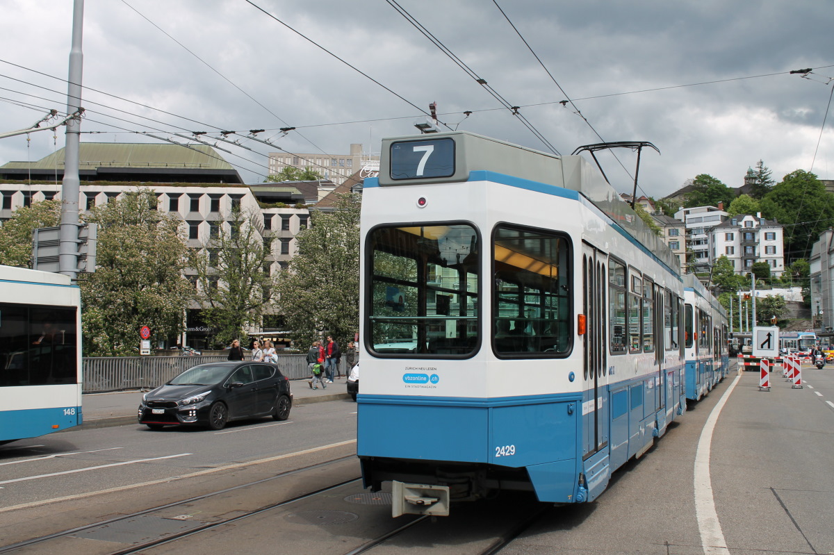 Zurich, SWP/SIG/ABB Be 2/4 "Tram 2000 Pony" № 2429