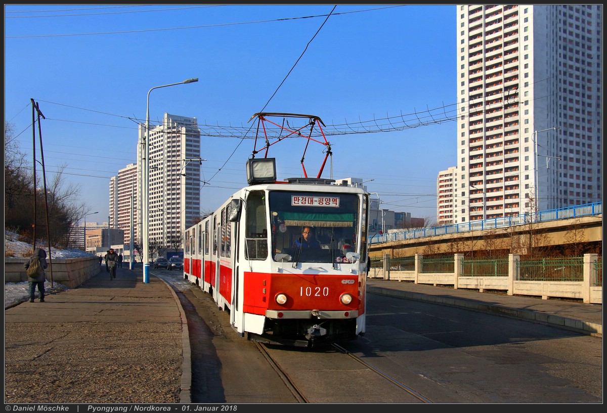 Pyongyang, Tatra KT8D5K Br. 1020; Pyongyang — End station of routes