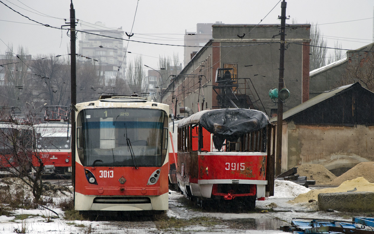 Донецк, К1 № 3013; Донецк, Tatra T3SU (двухдверная) № 3915