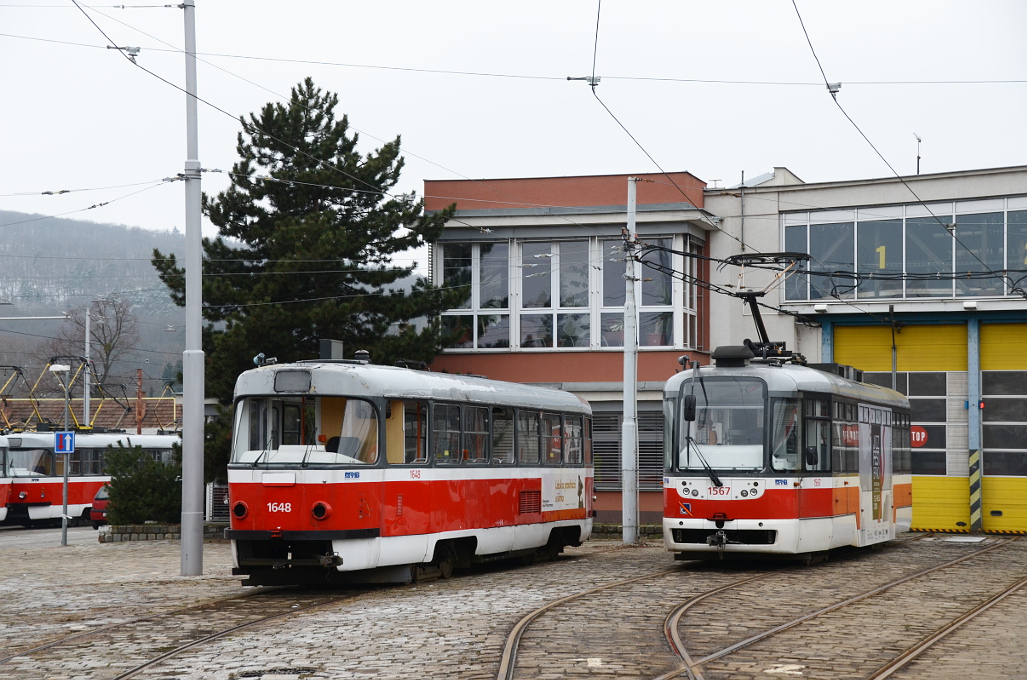 Брно, Tatra T3G № 1648; Брно, Vario LFR.E № 1567