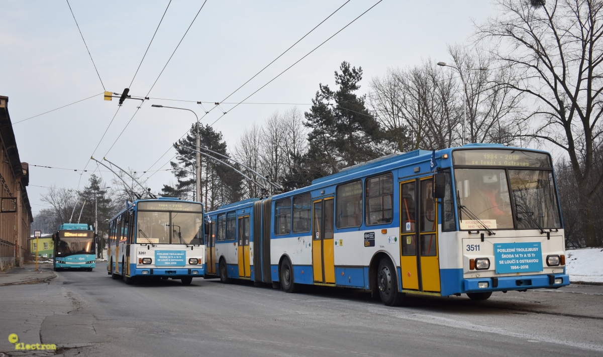 Ostrava, Škoda 15TrM № 3511; Ostrava, Škoda 14TrM № 3261; Ostrava — Last week of service of troleybuses Škoda 15Tr