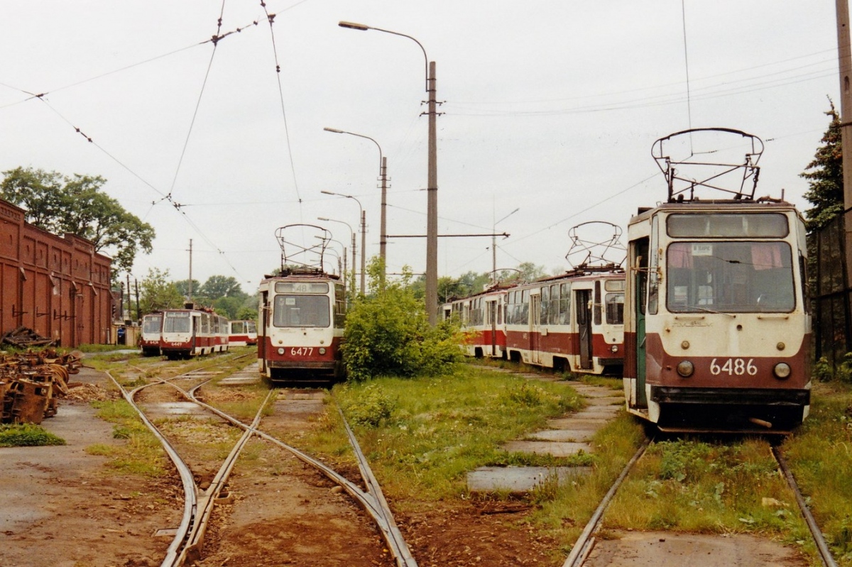 Санкт-Петербург, ЛМ-68М № 6477; Санкт-Петербург, ЛМ-68М № 6486; Санкт-Петербург — Трамвайный парк № 6