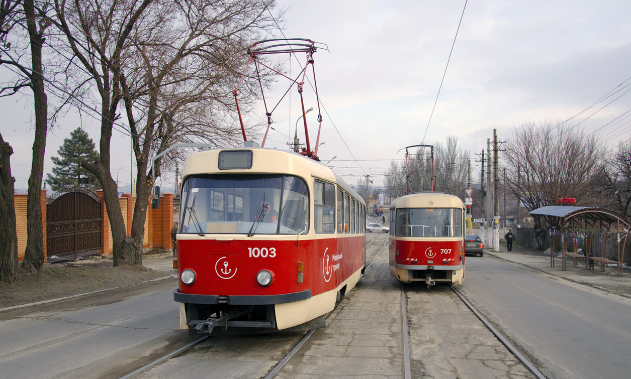 Маріуполь, Tatra T3SUCS № 1003; Маріуполь, Tatra T3SUCS № 707 Маріуполь, Tatra T3SUCS № 1003; Маріуполь, Tatra T3SUCS № 707