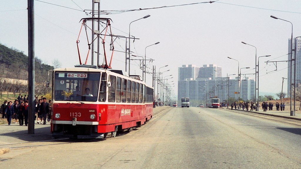Пхеньян, Tatra T6B5K № 1133; Пхеньян — Исторические фотографии — Трамвай и Троллейбус (1991+); Пхеньян — Маршрутоуказатели трамваев