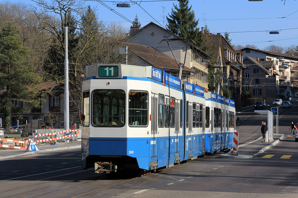 Zurich, SWS/SWP/BBC Be 4/6 "Tram 2000" (without cab) № 2303