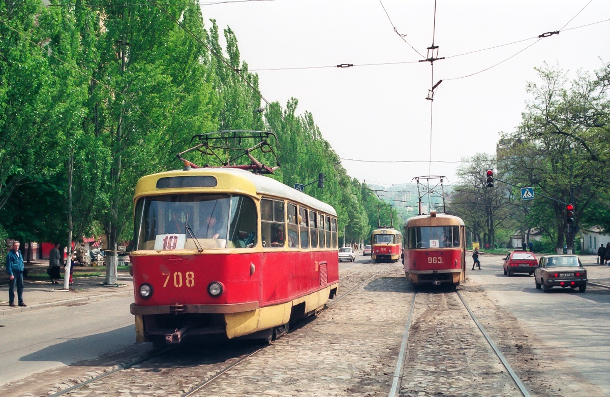 Донецк, Tatra T3SU (двухдверная) № 708; Донецк, Tatra T3SU № 963; Донецк — Фотографии Штефана Шпенглера — 30.04-1.05.1999