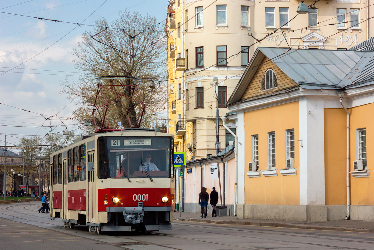 Москва, Tatra T6B5SU № 0001; Москва — Парад к 119-летию трамвая 21 апреля 2018