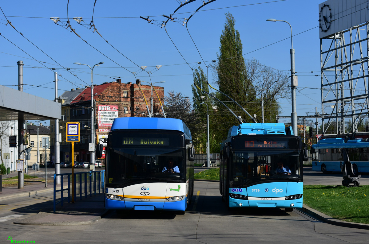 Острава, Solaris Trollino III 12 AC № 3710; Острава, Škoda 26Tr Solaris III № 3739