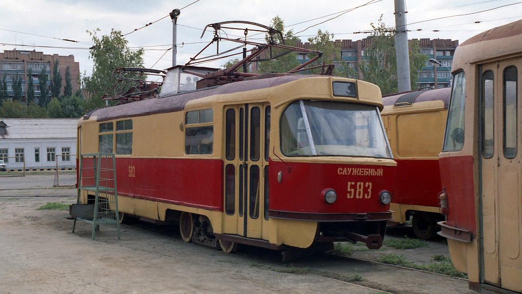 Самара, Tatra T3SU (двухдверная) № 583; Самара — Городское трамвайное депо; Самара — Исторические фотографии — Трамвай и Троллейбус (1992-2000)