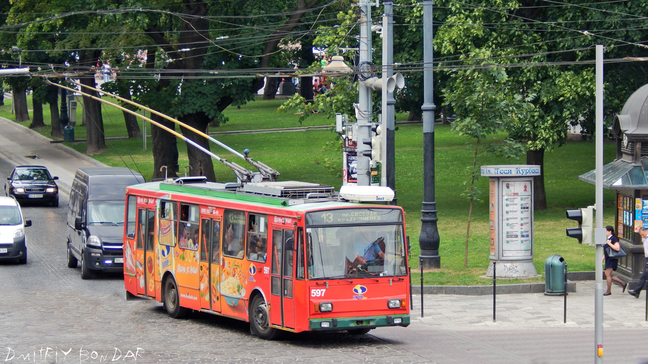 Львов, Škoda 14TrM № 597