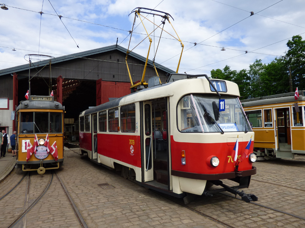 Skjoldenæsholm, Tatra T3SUCS # 7079; Skjoldenæsholm — 40 year jubilee of Sporvejsmuseet — 26.05.2018.