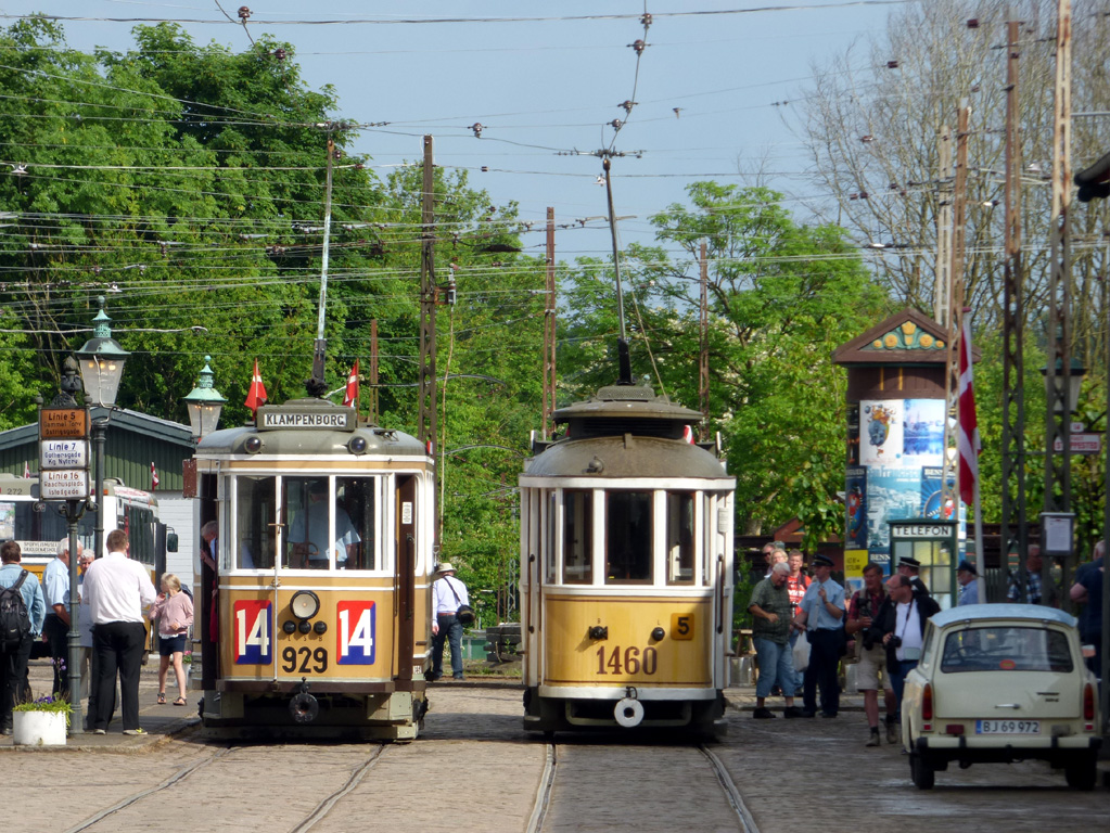 Скьолленесхольм, Четырёхосный моторный KS Lunding № 929; Скьолленесхольм, Двухосный прицепной Scandia № 1460; Скьолленесхольм — 40-летний юбилей музея — 26.05.2018.