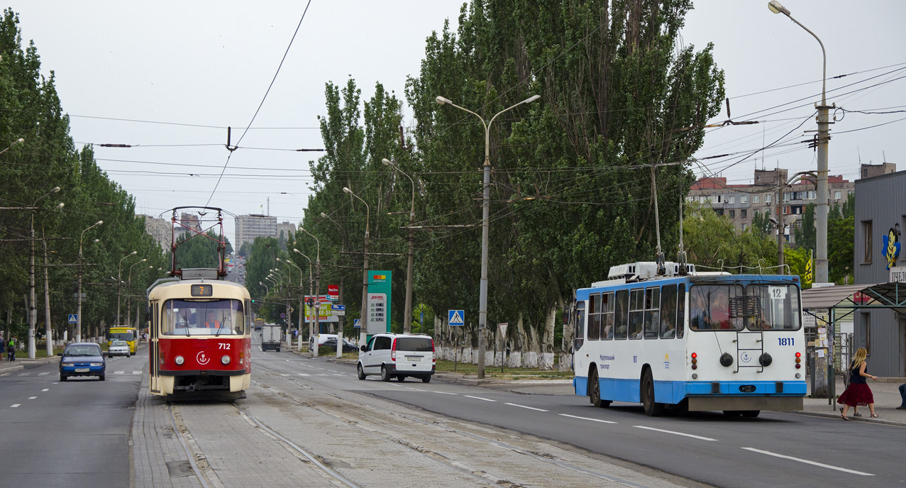 Мариуполь, Tatra T3SUCS № 712; Мариуполь, ЮМЗ Т2 № 1811