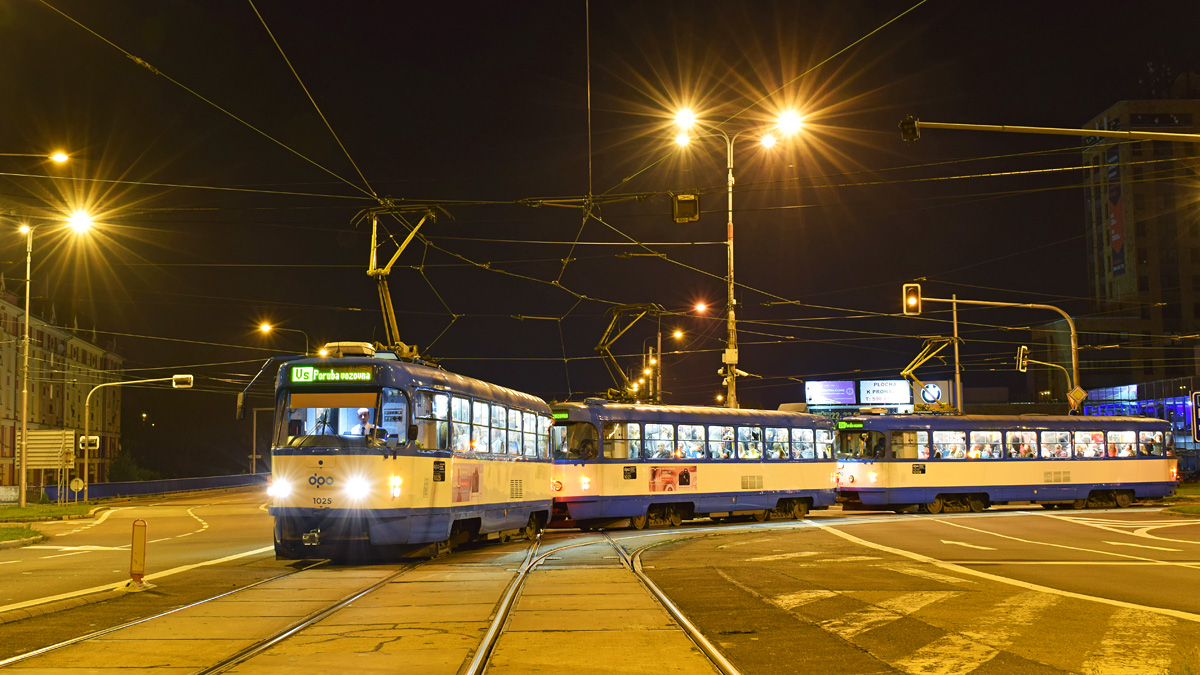 Острава, Tatra T3R.P № 1025; Острава, Tatra T3R.P № 1021; Острава, Tatra T3R.P № 1008; Острава — Colours of Ostrava 2018 — тройники.