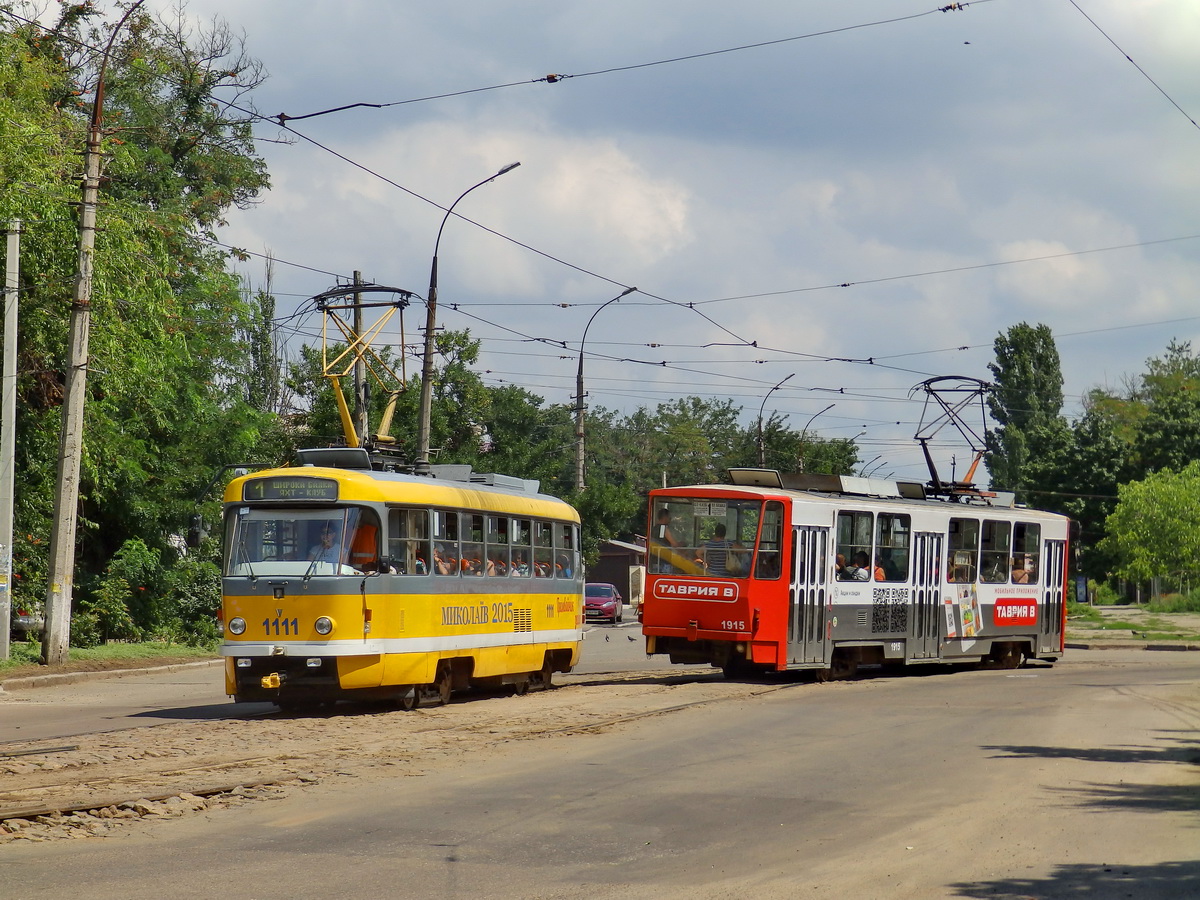 Николаев, Tatra T3M.03 № 1111; Николаев, Татра-Юг Т6Б5 № 1915