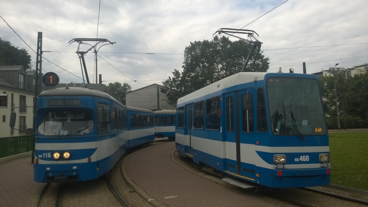 Краков, SGP Type E1 № HW116; Краков, MAN/Duewag N8S-NF № HK460