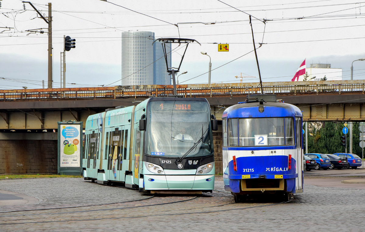 Рига, Škoda 15T ForCity Alfa Riga № 57125; Рига, Tatra T3A № 31215