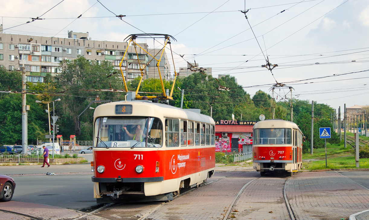 Мариуполь, Tatra T3SUCS № 711; Мариуполь, Tatra T3SUCS № 707