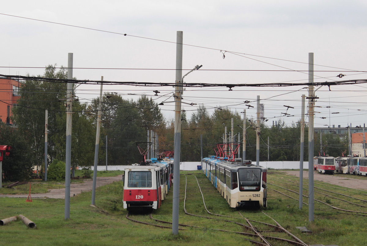 Ярославль, 71-605 (КТМ-5М3) № 120; Ярославль, 71-619КТ № (5282); Ярославль — Новые трамвайные вагоны; Ярославль — Трамвайное депо (№ 4)