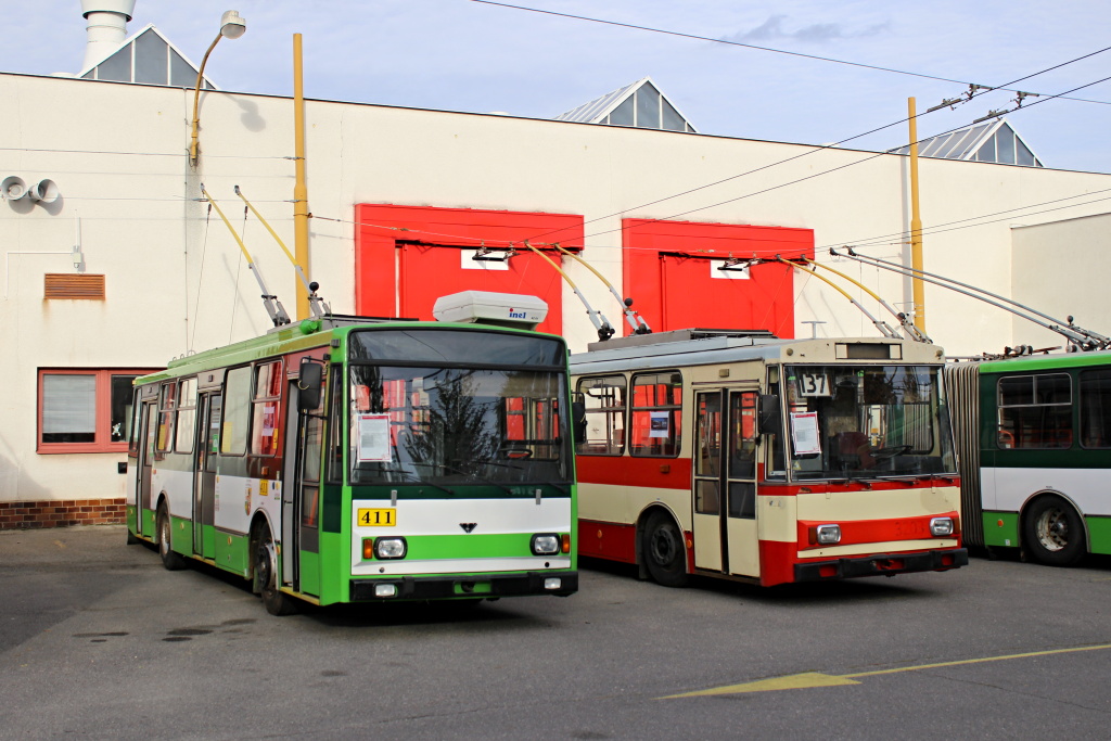 Йиглава, Škoda 14TrM № 411; Брно, Škoda 14Tr07 № 3203; Йиглава — Юбилей: 70 лет троллейбусу в Йиглаве (22.09.2018)