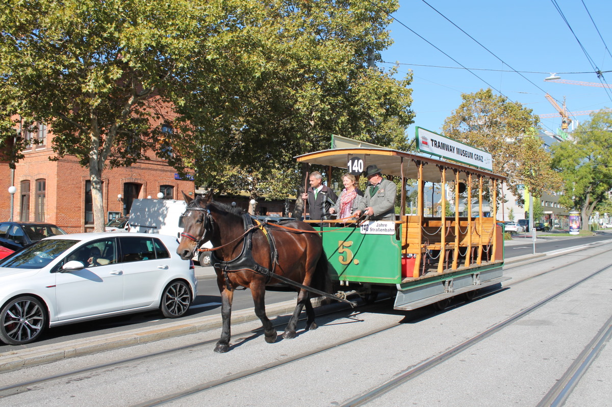 Graz, Horse car Nr 5; Graz — 140 Jahre Strassenbahn Graz