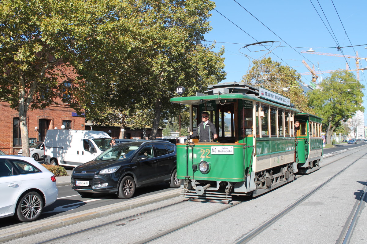 Graz, Graz 2-axle motor car Nr. 22; Graz — 140 Jahre Strassenbahn Graz