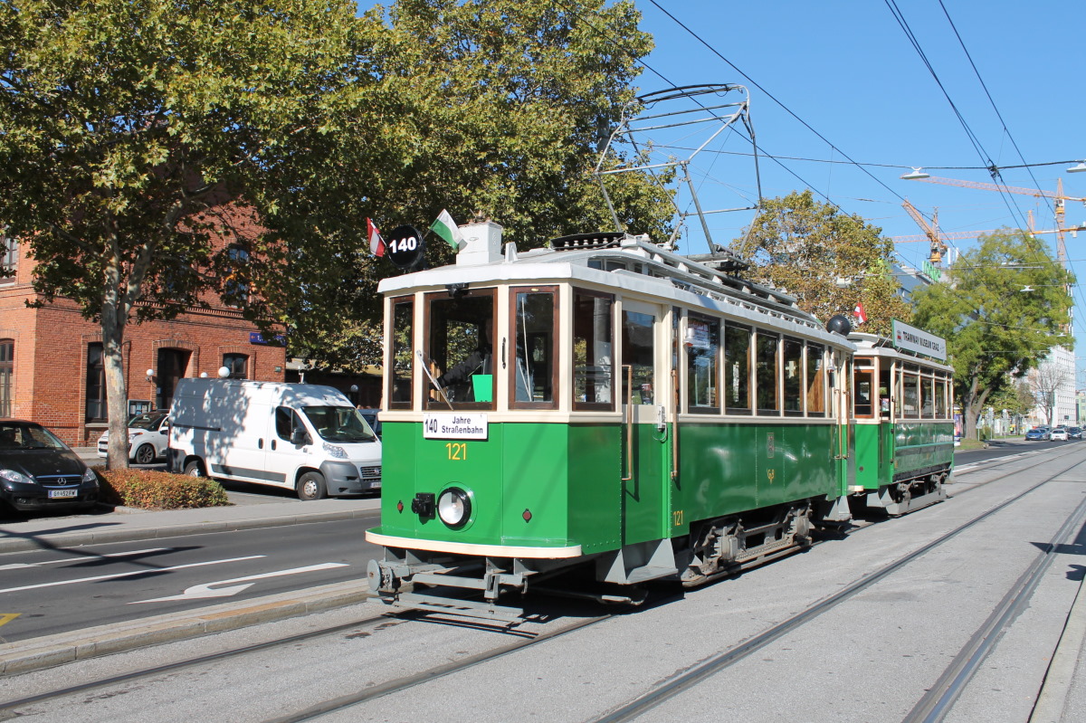 Graz, 2-axle motor car Nr. 121; Graz — 140 Jahre Strassenbahn Graz
