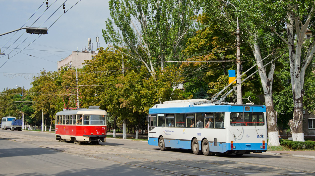 Маріуполь, Tatra T3SUCS № 718; Маріуполь, MAN/Gräf & Stift 860 SL172HO № 1308