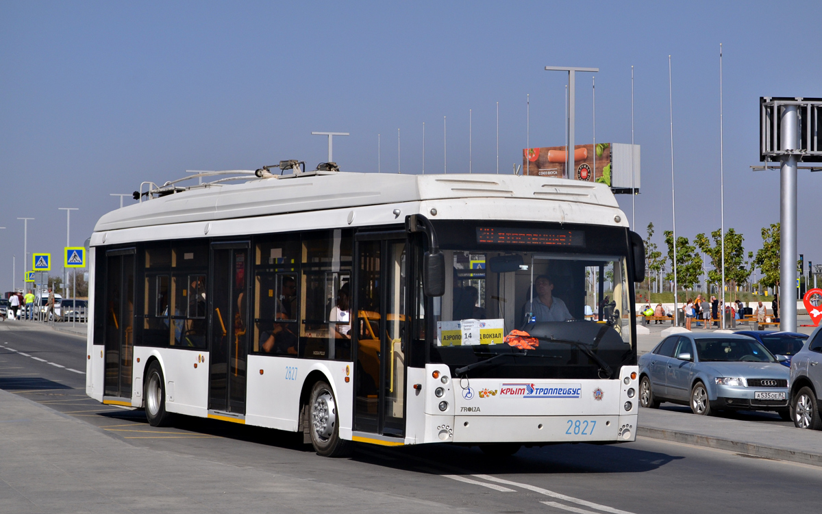Krimmi trollid (Simferopol - Alušta - Jalta), Trolza-5265.03 “Megapolis” № 2827; Krimmi trollid (Simferopol - Alušta - Jalta) — The movement of trolleybuses without CS (autonomous running)