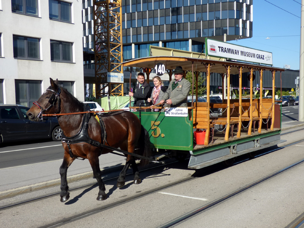 Graz, Horse car Nr. 5; Graz — 140 Jahre Strassenbahn Graz