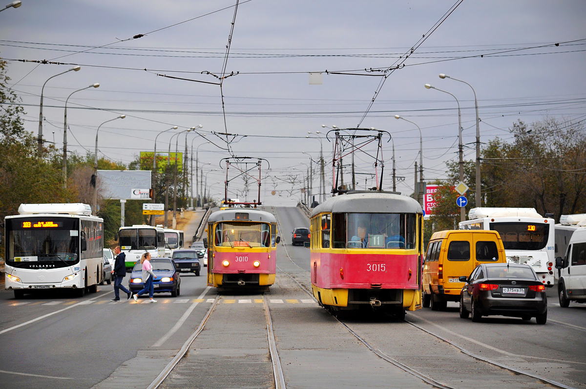 Volgograda, Tatra T3SU (2-door) № 3015; Volgograda, Tatra T3SU (2-door) № 3010