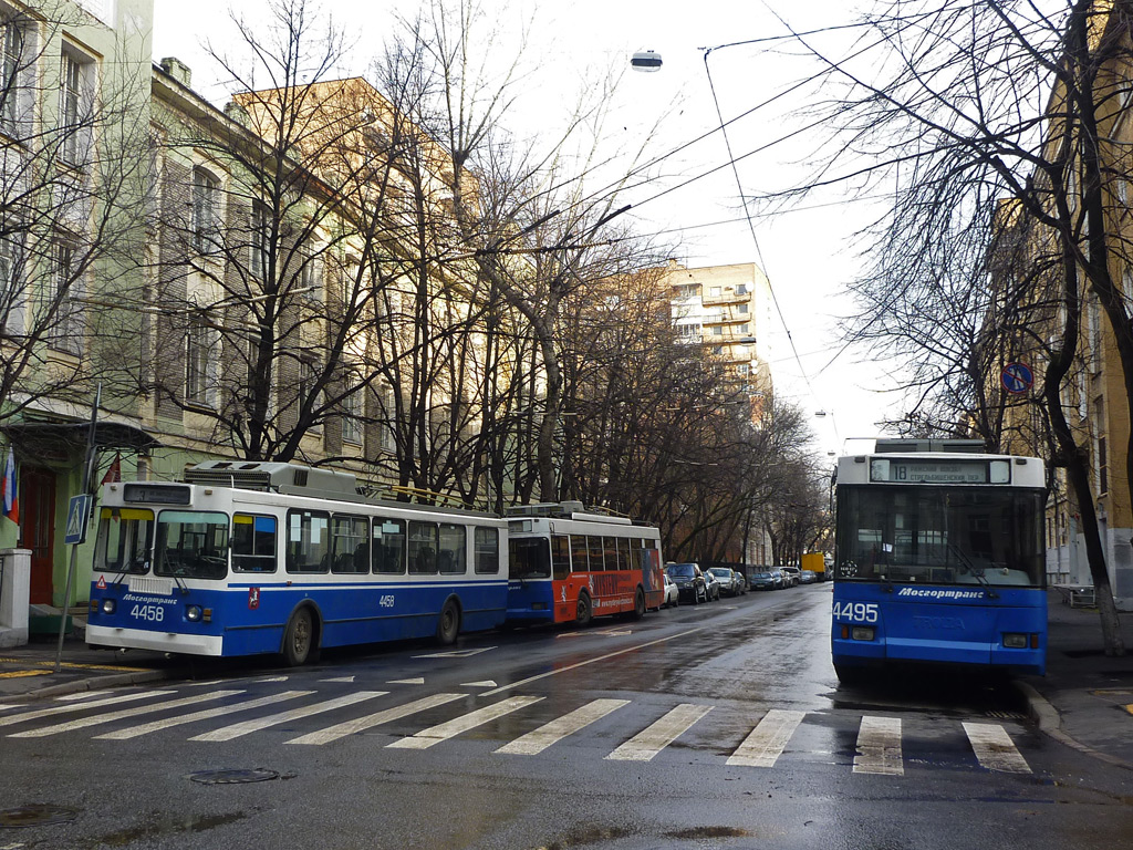 Moscow, ZiU-682GM1 (with double first door) № 4458; Moscow, Trolza-5275.05 “Optima” № 4495