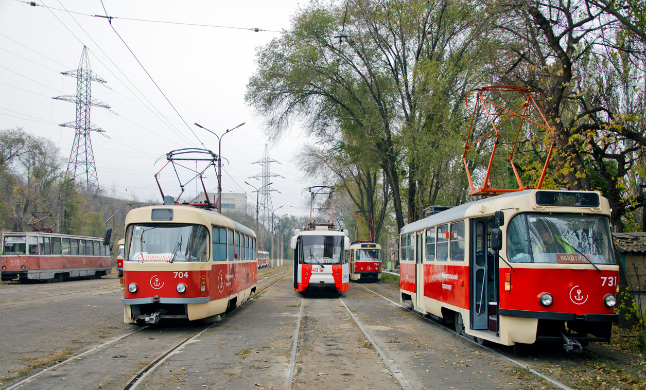 Мариуполь, Tatra T3SUCS № 704; Мариуполь, 71-153 (ЛМ-2008) № 401; Мариуполь, Tatra T3A № 731