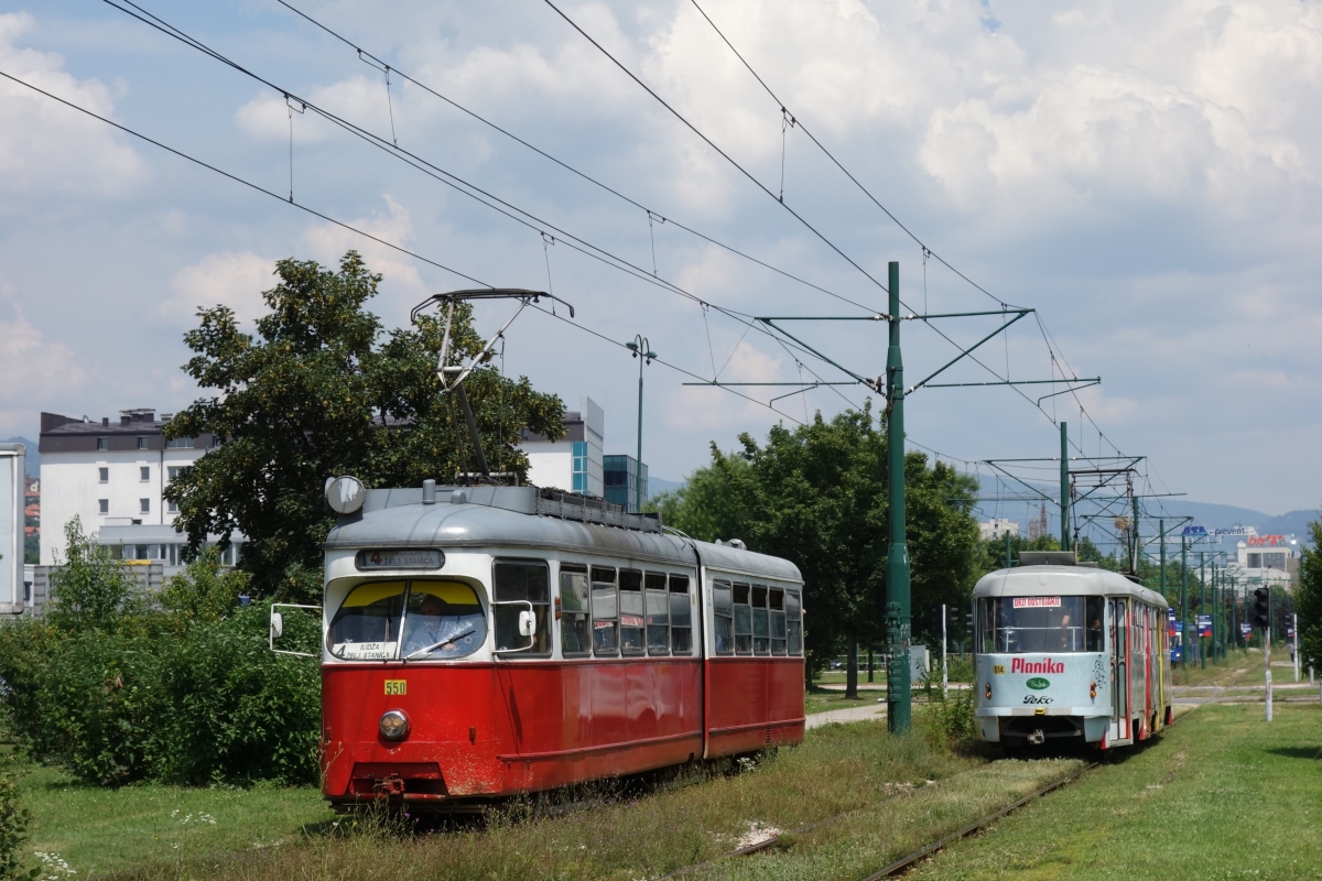 Сараево, Lohner Type E № 550; Сараево, Tatra K2YU № 514