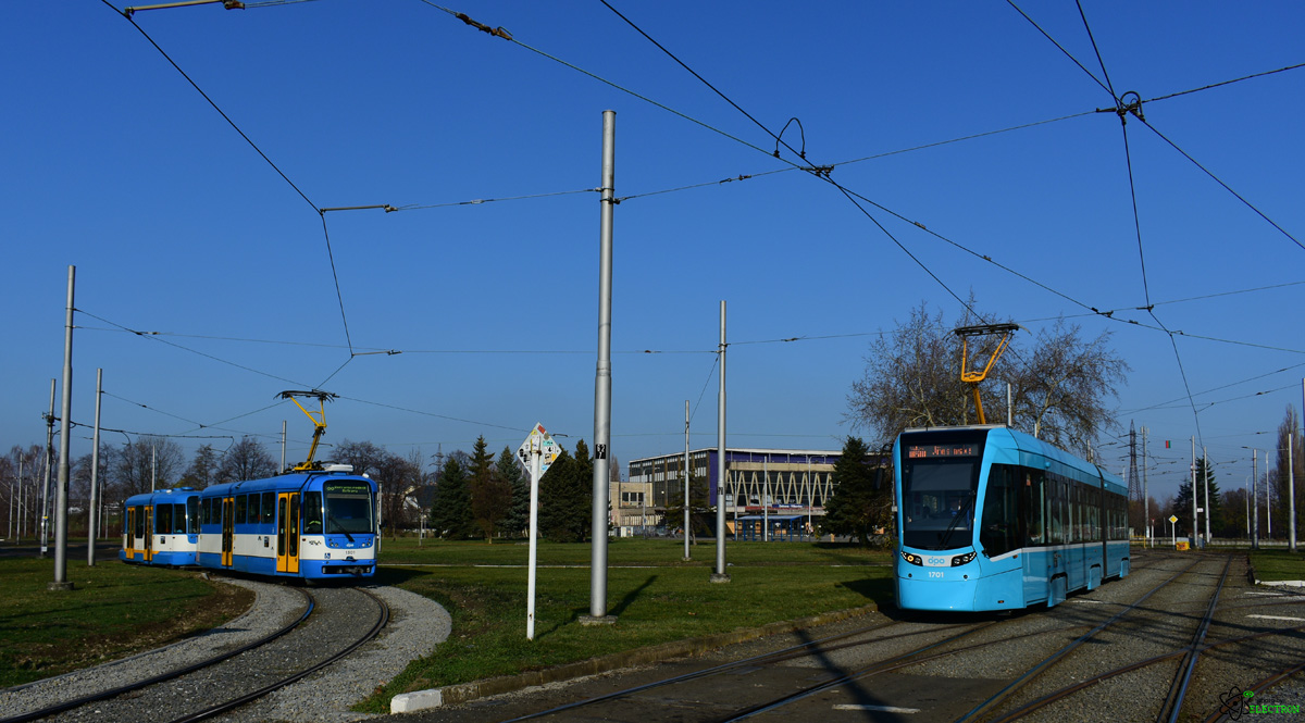 Острава, Stadler Tango NF2 № 1701; Острава — 17.11.2018 — Спецрейс на трамваи Т3R.EV №1301 с прицепом VV60LF №301