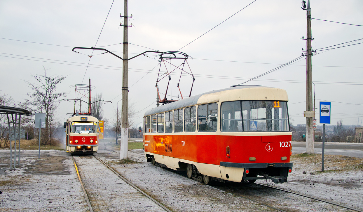 Mariupol, Tatra T3SUCS № 707; Mariupol, Tatra T3SUCS № 1027 Mariupol, Tatra T3SUCS № 707; Mariupol, Tatra T3SUCS № 1027