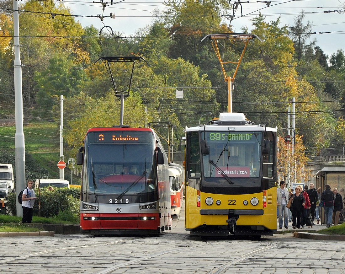 Praha, Škoda 15T2 ForCity Alfa Praha č. 9219; Strausberg, Tatra KT8D5R.N2S č. 22; Praha — Miscellaneous photos