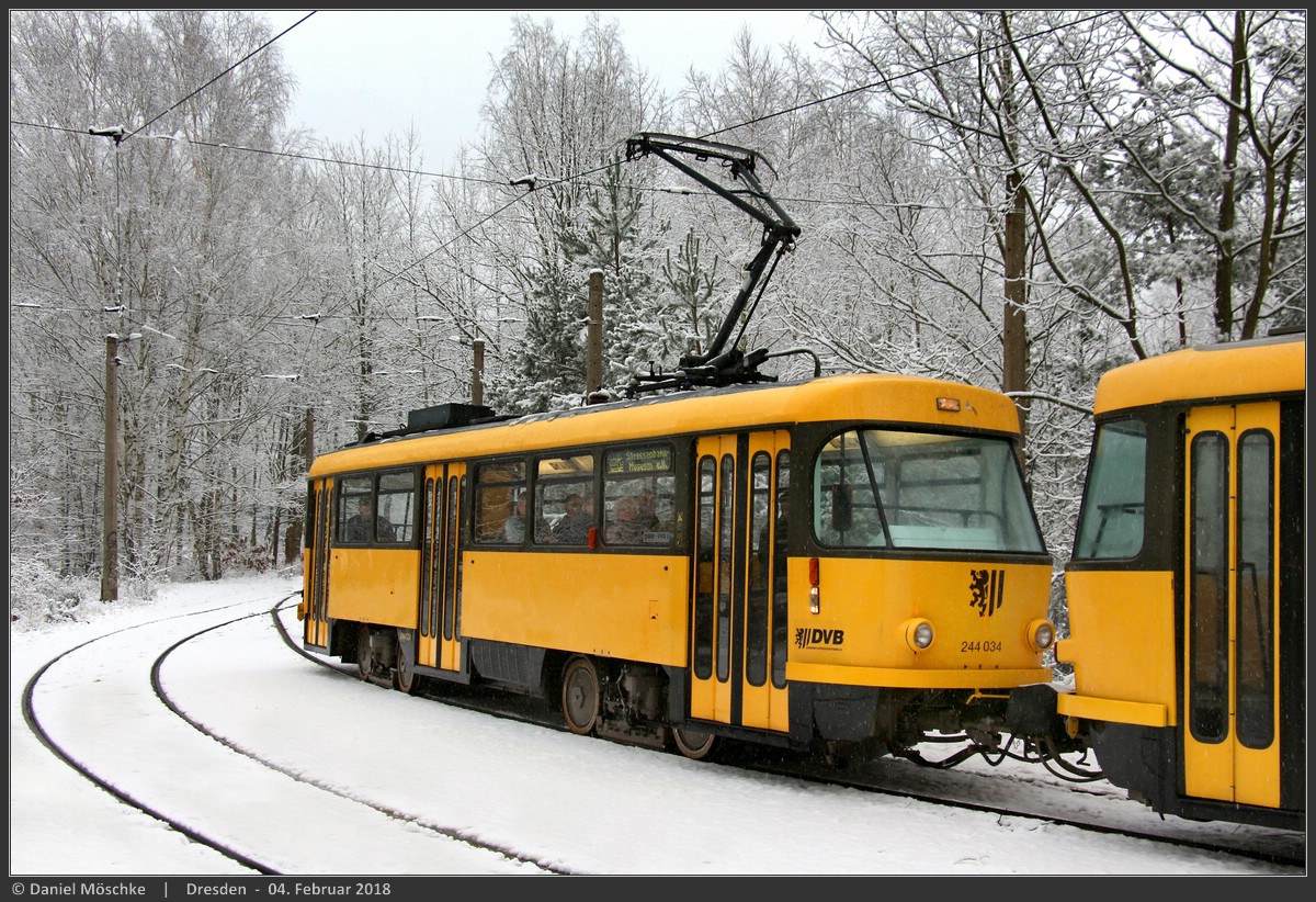 Дрезден, Tatra TB4D № 244 034; Дрезден — Последний день трамвайного движения в кольце «Дибштайг» (04.02.2018)